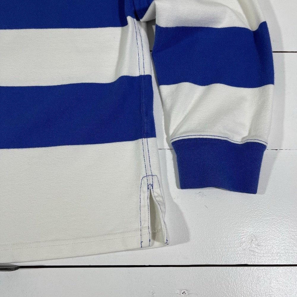 Vintage 90s Polo Ralph Lauren Rugby Shirt Men's Sz XL Royal Blue White Stripe - Picture 7 of 8